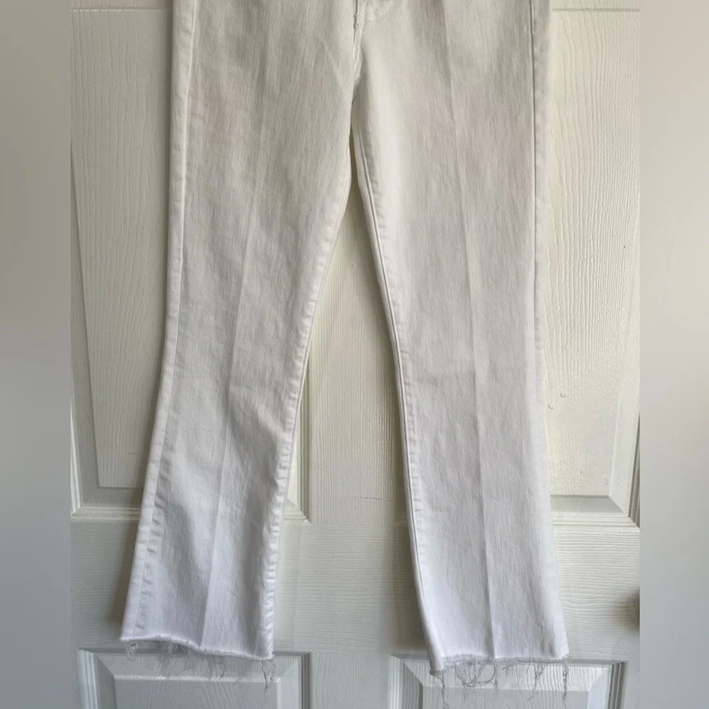 MOTHER The Hustler Ankle Fray In Fairest Of Them All White High Rise Jeans 24 - Picture 4 of 15